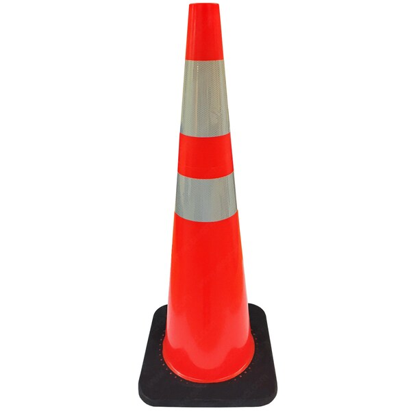 Electriduct Traffic Cones w Reflector & Black Base- 36", PK 2 TC-ED-36RB-2PK - main